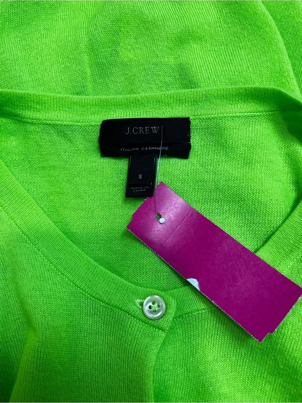 J.Crew Neon Green Italian Cashmere Cardigan Size Small